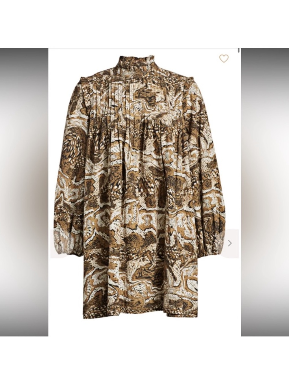 Ganni Tiger Eye  Swirl Print High-Neck Tunic Dress